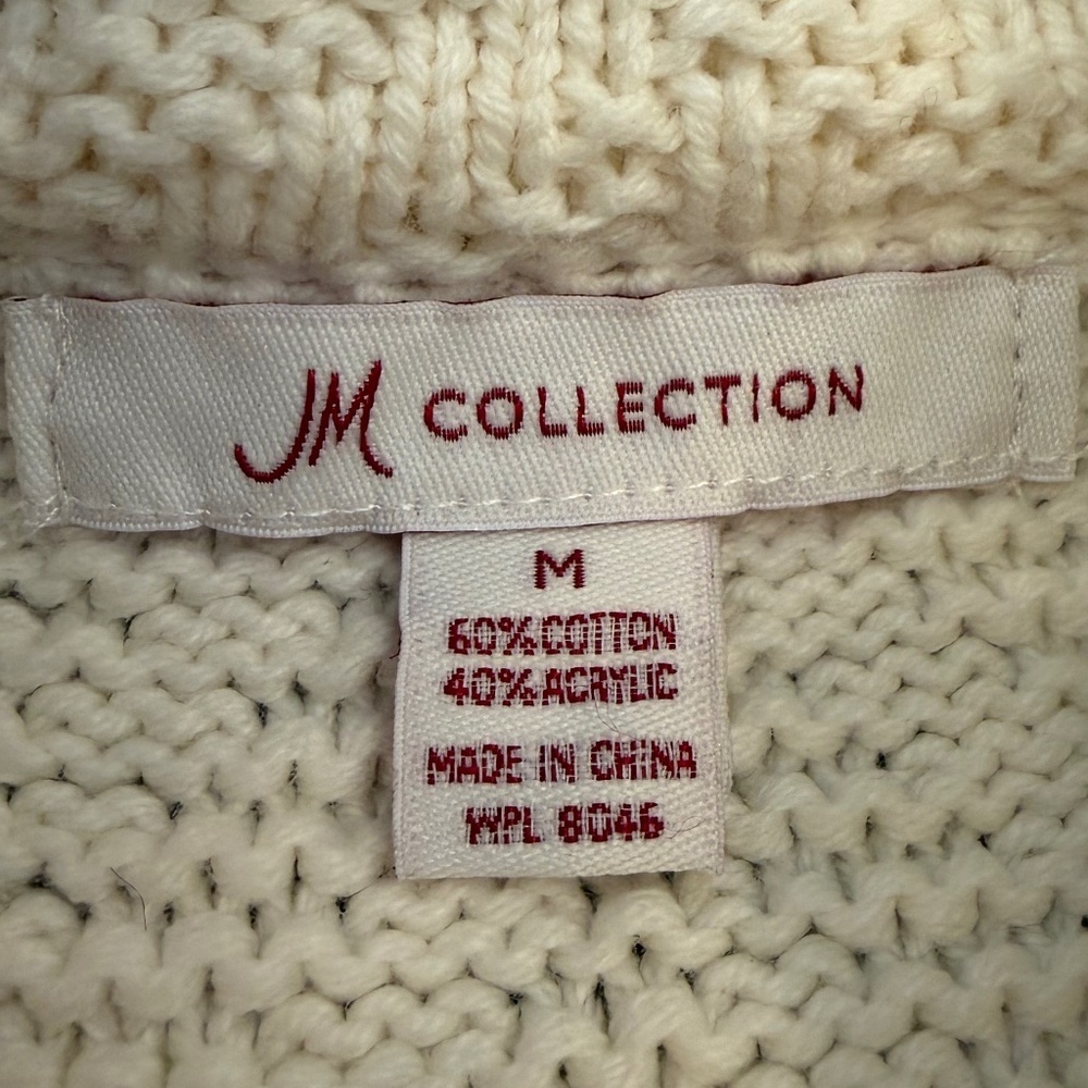 JM Collection Cream & Brown Chevron Pattern Cardigan, Long Sleeve, Size Medium - Picture 7 of 11